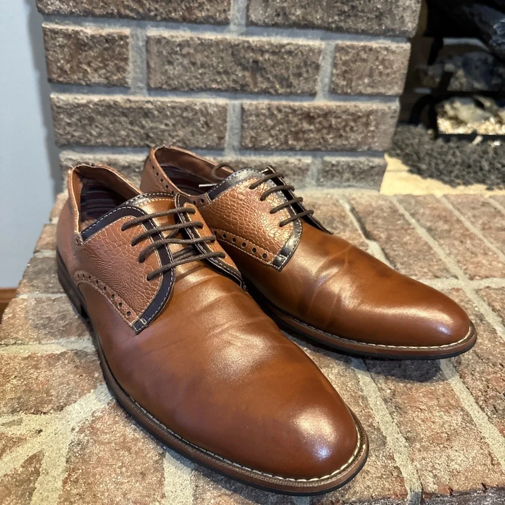 Ferro Aldo Men's Round Toe Lace Up Two Tone Oxfords Dress Shoes Size 11